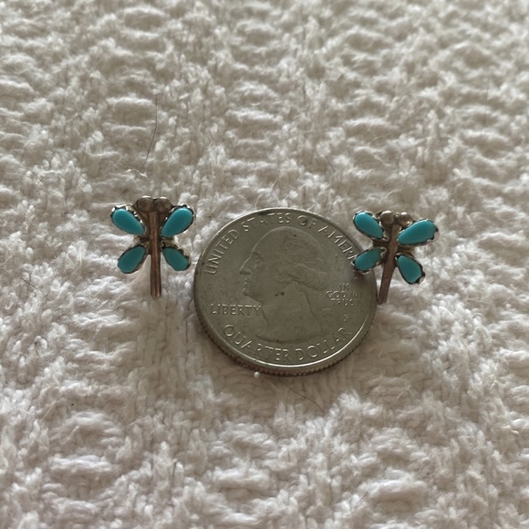 Sterling silver and turquoise dragon fly earrings. - Picture 4 of 4